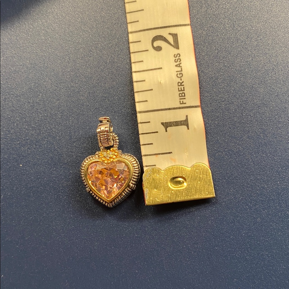 Judith Ripka Pink Heart Pendant with Silver and Gold Accents - Picture 3 of 3